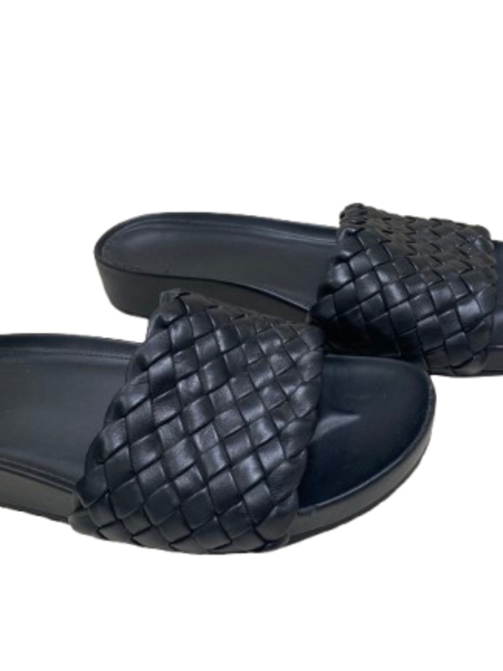 Cole Haan Mojave Woven Leather Slide Sandals - Black